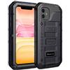 Beeasy Cover per iPhone 11 IP68 Impermeabile Custodia Militare Antiurto Resistente 360° Metallo Armor Protezione Schermo Integrata Rugged Robusta Indistruttibile Subacquea Antipolvere Nero