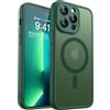 CANSHN Cover Magnetica per iPhone 13 Pro Max(6,7 Pollici), Compatibile con MagSafe, [Protezione Completa Della Fotocamera], Custodia Traslucida Opaca Protettiva Sottile Antiurto,Verde Profondo