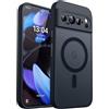 CANSHN Magnetica Cover per Google Pixel 9 Pro (6.3 Pollici), [Protezione Completa Della Fotocamera] Custodia Traslucida Opaca Protettiva Sottile Antiurto,Nero