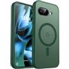 CANSHN Magnetica Cover per Google Pixel 9a (6.3 Pollici), [Protezione Completa Della Fotocamera] Custodia Traslucida Opaca Protettiva Sottile Antiurto,Verde Profondo