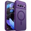 CANSHN Magnetica Cover per Google Pixel 9 Pro (6.3 Pollici), [Protezione Completa Della Fotocamera] Custodia Traslucida Opaca Protettiva Sottile Antiurto,Viola Profondo