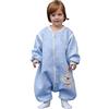 MIKAFEN Sacco nanna invernale a maniche lunghe, per bimbe e bimbi, con aperture per i piedi e motivo di cagnolino, in cotone, unisex, per tutto l'anno, Blu 36-48 Monate