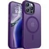 CANSHN Cover Magnetica Opaca per iPhone 16 Pro(6,3 Pollici), [Compatibile con MagSafe] Custodia Traslucida Protettiva Sottile Antiurto, Viola Profondo
