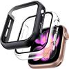 TOCOL 2 Pezzi Cover per Apple Watch Series 11 10 42mm con Vetro Temperato Pellicola Protettiva, Copertura Completa, Tocco Sensibile, Senza Bolle, Antiurto e Antigraffio, Nero/Trasparente