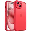CANSHN Cover Opaca per iPhone 15 (6,1 Pollici), [Protezione Completa Della Fotocamera] Custodia Traslucida Opaca Protettiva Sottile Antiurto - Rosso