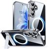 CANSHN Magnetica Cover per Samsung Galaxy S25 Plus con Cavalletto, [Compatibile con MagSafe] Custodia Protettiva Antiurto per Telefono(6.7 Pollici),Trasparente