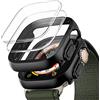 TOCOL Cover per Apple Watch Ultra 3 2 1 49mm, 2 Cover con 2 Vetro Temperato Pellicola Protettiva, Antiappannante, Durezza 9H, Tocco Sensibile, HD Senza Bolle, Antiurto e Antigraffio, Nero/Nero