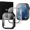 TOCOL 2 Pezzi Cover per Apple Watch Series 9 8 7 41mm con Vetro Temperato Pellicola Protettiva, Copertura Completa, Tocco Sensibile, Senza Bolle, Antiurto e Antigraffio, Nero/Trasparente