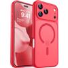 CANSHN Cover Magnetica per iPhone 17 Pro Max(6,9 Pollici), Compatibile con MagSafe, [Protezione Completa Della Fotocamera], Custodia Traslucida Opaca Protettiva Sottile Antiurto,Rosso