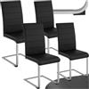 tectake® Set di 4 Sedie Sala da Pranzo, Schienale Ergonomico, Poltroncine in Similpelle Resistente, Sedie Sala da Pranzo Moderne Ideali per Cucina, Soggiorno e Camera da Letto - Nero