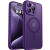 CANSHN Cover Magnetica per iPhone 15 Pro, Compatibile con MagSafe, [Protezione Completa Della Fotocamera], Custodia Traslucida Opaca Protettiva Sottile Antiurto 6,1 Pollici - Viola Profondo