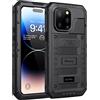 Beeasy Cover per iPhone 14 Pro IP68 Impermeabile Custodia Militare Antiurto Resistente 360° Metallo Armor Protezione Schermo Integrata Rugged Robusta Indistruttibile Subacquea Antipolvere Nero