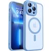 CANSHN Cover Magnetica per iPhone 13 Pro Max(6,7 Pollici), Compatibile con MagSafe, [Protezione Completa Della Fotocamera], Custodia Traslucida Opaca Protettiva Sottile Antiurto,Azzurro