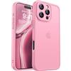 CANSHN Cover Opaca per iPhone 16 Pro Max(6,9 Pollici), [Protezione Completa Della Fotocamera] Custodia Traslucida Opaca Protettiva Sottile Antiurto, Rosa