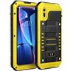 Beeasy Cover per iPhone XR IP68 Impermeabile Custodia Militare Antiurto Resistente 360° Metallo Armor Protezione Schermo Integrata Rugged Robusta Indistruttibile Subacquea Antipolvere Giallo