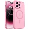 CANSHN Cover Magnetica per iPhone 14 Pro Max(6,7 Pollici), Compatibile con MagSafe, [Protezione Completa Della Fotocamera], Custodia Traslucida Opaca Protettiva Sottile Antiurto,Rosa