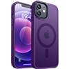 CANSHN Magnetica Opaca Cover per iPhone 12/12 Pro, [Compatibile con MagSafe] Custodia Traslucida Opaca Protettiva Sottile Antiurto 6,1 Pollici - Viola Scuro