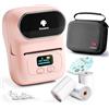 Phomemo M110 Stampante per Etichette set con 3 Rotoli di Etichette e sacchetti di conservazione, Etichettatrice Adesive Portatile Bluetooth per Piccole imprese,codici a barre,negozi -Rosa