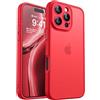 CANSHN Cover Opaca per iPhone 16 Pro Max(6,9 Pollici), [Protezione Completa Della Fotocamera] Custodia Traslucida Opaca Protettiva Sottile Antiurto, Rosso