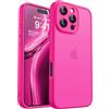 CANSHN Cover Opaca per iPhone 16 Pro(6,3 Pollici), [Protezione Completa Della Fotocamera] Custodia Traslucida Opaca Protettiva Sottile Antiurto, Rosa Calda