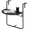 WOLTU Tavolo Sospeso per Balcone Tavolo da Muro, Nero,59,5x39cm | Tavolino Pieghevole da Esterno, con 3 Altezze Regolabili, Tavolino Rotondo con Telaio Metallico in Stile Rattan