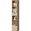 HOMCOM Libreria Scaffale a 6 Livelli con Armadietto 30x24x158cm Color Legno | Libreria Verticale Salvaspazio, Ripiano Regolabile, Cassetto, Soggiorno, Camera da Letto, Ufficio, Studio