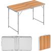 WOLTU Tavolo da Campeggio Pieghevole 120x60x55-70 cm Quercia | Pieghevole Portatile con Maniglia per Picnic Giardino Altezza Regolabile in Alluminio MDF