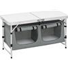WOLTU Tavolo da Picnic, 120 x 47 x 62/69,5 cm,Bianco+grigio | Mobile Cucina da Campeggio, Esterno, in MDF e alluminio con 2 Scomparti Regolabili in Altezza