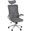 Vinsetto Sedia da Ufficio con Poggiatesta 65x64x120-130 cm Grigio e Bianco | Altezza Regolabile, Supporto Lombare, Braccioli Ribaltabili