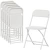 HOMCOM Set di 6 Sedie Pieghevoli in PP Salvaspazio 45x49x79.5 cm Bianco | Fori di Drenaggio, Sedie Richiudibili Portatili in Acciaio, Sedia Pieghevole da Interno, Casa Ufficio Cucina Eventi