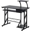 HOMCOM Scrivania per Computer Salvaspazio con Cassetto 90x50x100 cm Nero | in Acciaio e Legno, Scrivania da Ufficio, Ripiano Tastiera Estraibile