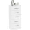 HOMCOM Cassettiera Camera da Letto 5 Cassetti, Como 40x35x85 cm Bianco | Camera da Letto Slim Moderno con Maniglia, Cassettiera Salvaspazio, per Soggiorno Cameretta e Corridoio