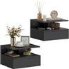 HOMCOM Set da 2 Comodini Sospesi Salvaspazio 35x32x22.5cm Nero | per Camera da Letto, per Soggiorno, con Cassetto, Mensola Superiore in Legno