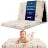 Totsy Baby Materasso Culla 60x120 cm pieghevole per Lettino da Viaggio | Sfoderabile rivestimento lavabile 30 gradi borsa di trasporto inclusa schiuma compatta salvaspazio bambini Giraffe