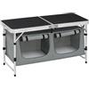 WOLTU Tavolo da Picnic Pieghevole,120 x 47 x 62/69,5 cm,Nero+grigio | Mobile Cucina da Campeggio, Esterno, in MDF e alluminio con 2 Scomparti Regolabili in Altezza