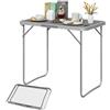 eSituro Tavolo Campeggio con Maniglia in Gomma,80x50x70 cm,Grigio | Tavolino Pieghevole in Alluminio e MDF, Carico 20 kg, per Balcone Campeggio Giardino