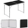 WOLTU Tavolo da Campeggio Pieghevole 120x60x55-70 cm Nero | Pieghevole Portatile con Maniglia per Picnic Giardino Altezza Regolabile in Alluminio MDF