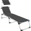 tectake® Sdraio da Spiaggia, Schienale Regolabile in 6 Posizioni, Parasole, Lettino Pieghevole e Trasportabile, Sdraio da giardino, Lettino Prendisole, Pratiche Maniglie (Grigio)
