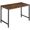 tectake® Scrivania Moderna, Scrivania Regolabile In Altezza, Design Industriale, Scrivania In Legno, Struttura In Acciaio, Tavolo da Studio, Scrivania Ufficio - 120x60x75,5 cm, Industriale Scuro