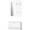 HOMCOM Set Mobili Ingresso Panca Scarpiera 80x27x46.5 cm Bianco | 3 Pezzi, Appendiabiti a Muro, Specchio, Guardaroba da Camera e Corridoio, in Legno