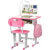 HOMCOM Set Scrivania e Sedia per Bambini 6-12Anni Altezza Regolabili Rosa | Banco Scuola per Compiti con Lampada, Cassetto, Gancio, Portapenne, Leggio, Set Banco con Sedia per Bambini in Acciaio e MDF