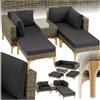 tectake® Salottino in Rattan Bellaria, Telaio in Alluminio, Set da Giardino con Tavolino Salotto, Poltrone, Rivestimenti Idrorepellenti, Resistente ai Raggi UV - Naturale