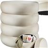 tectake® Pouf con Vano Portaoggetti, Ø 42x47 cm, Effetto Velluto, Imbottito | Capacità di Carico 120 kg, Cappucci Antigraffio in Plastica che Non Danneggiano Il Pavimento, Rotondo, Ottoman, Crema-Bianco