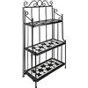 tectake 800572 - Scaffale Metallico Mosaico, 3 Ripiani in Mosaico di Pietra, Intelaiatura in Metallo dalle Linee - Disponibile in Diversi Colori (Nero-Bianco | No. 402771)