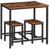 HOOBRO Tavolo Bar con Sgabelli, Stile Industriale, Sgabello Bar, per Cucina, Sala da Pranzo, Piccoli Spazi, Angolo Colazione, Soggiorno Feste, Marrone Vintage e Nero EBF75CZ01G1