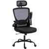 HOMCOM Sedia Ufficio Ergonomica Poltrona, Supporto Lombare Regolabile, Nera | Poggiatesta Regolabili, Braccioli Ribaltabili, Sedia Scrivania Girevole, Altezza Regolabile, Dondolo, in Rete Traspirante