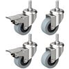 RAVN HAMAN 4 Ruote pivottanti 50 mm, fino a 30 kg | perno filettato 10 x 25 mm | carichi pesanti con freno fino a 30 kg per ruota | rotelle girevoli