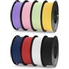 ELEGOO PLA Matte Filamento Multicolore 8 * 250g 1,75 mm | Precisione Dimensionale +/- 0,02 mm, Per la maggior parte delle stampanti 3D FDM