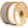 ELEGOO PLA Matte Filamento Stampante 3D Bianco & Grigio 2kg 1,75mm | Opaco PLA, precisione di misurazione +/- 0,02mm, adatto per maggior parte delle stampanti 3D FDM