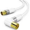 deleyCON 3,0m 4K Cavo Antenna TV Angolato - Coassiale IEC HDTV - Bianco
